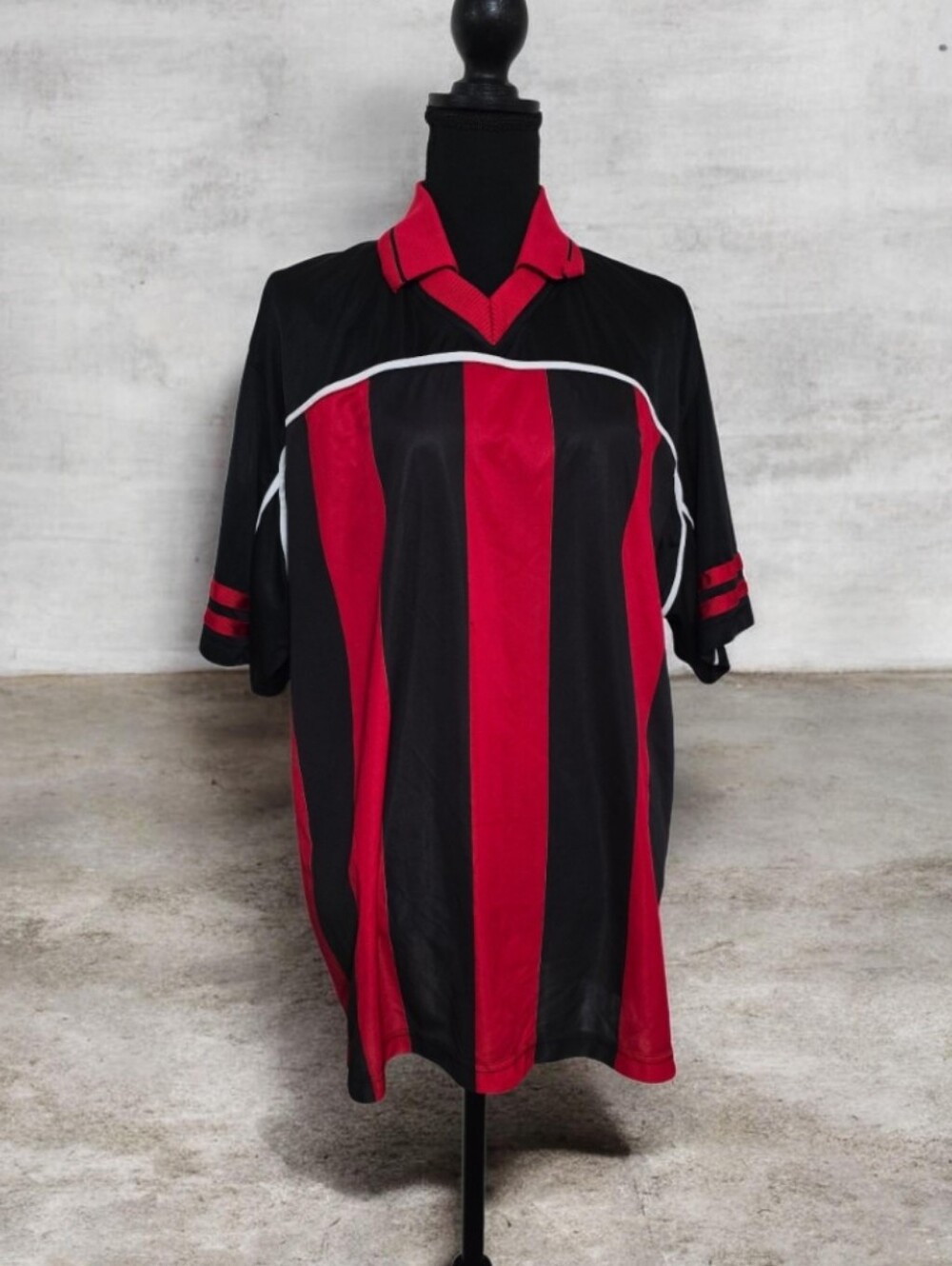 #1812 Jordan Craig Black and Red Vertical-Stripe Soccer Jersey